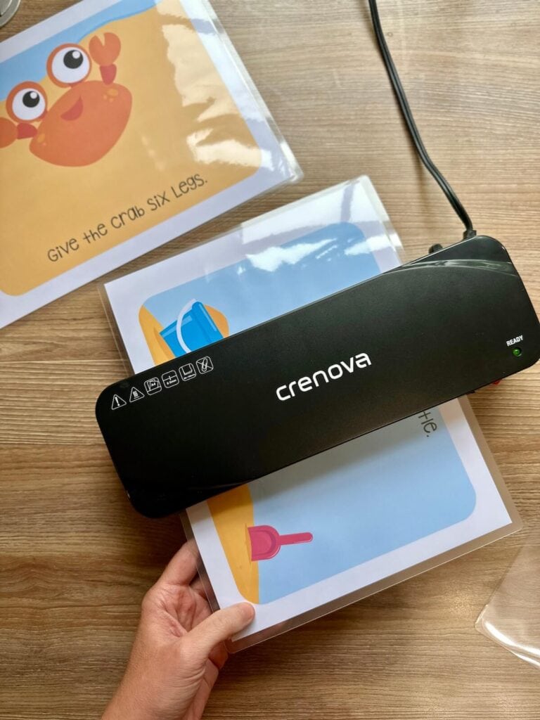 laminating playdough mats