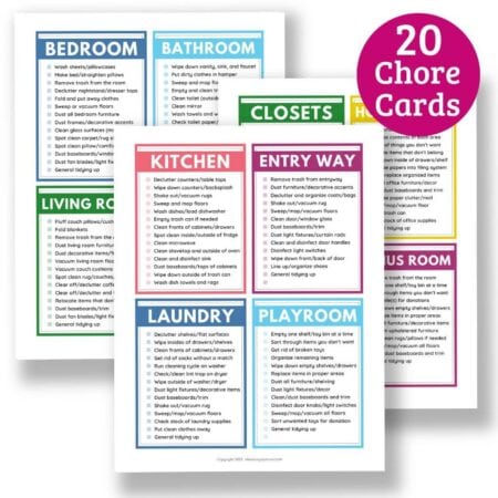 Printable chore cleaning cards.