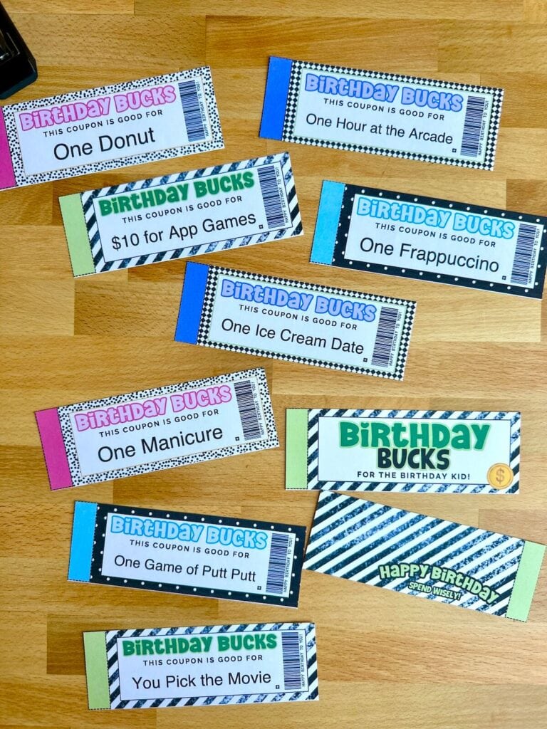 DIY birthday coupons for kids