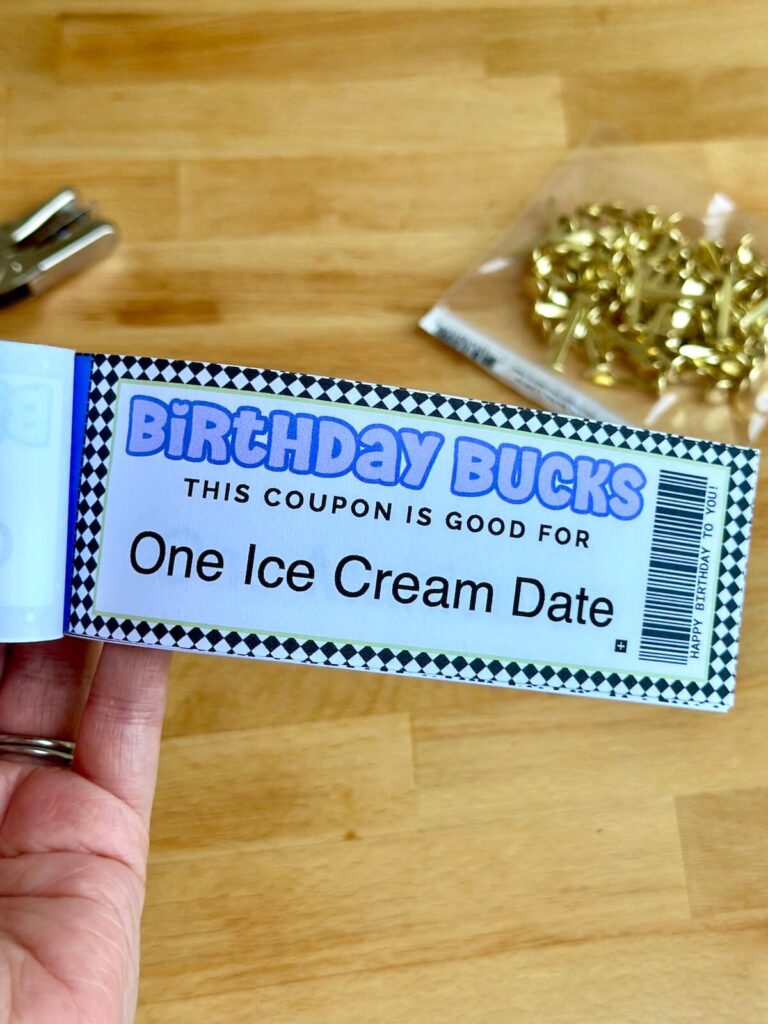birthday bucks coupon that says good for one ice cream date