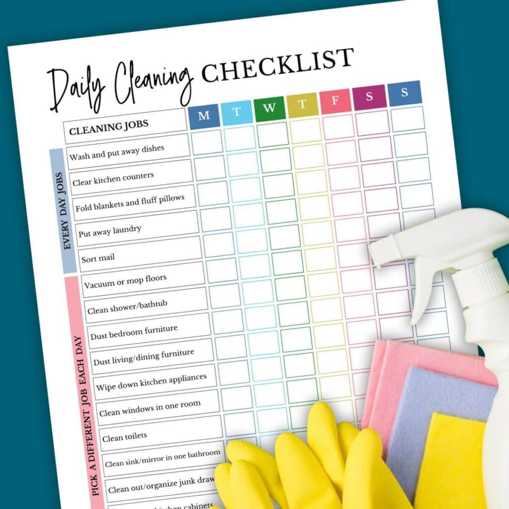 15 minute daily cleaning checklist