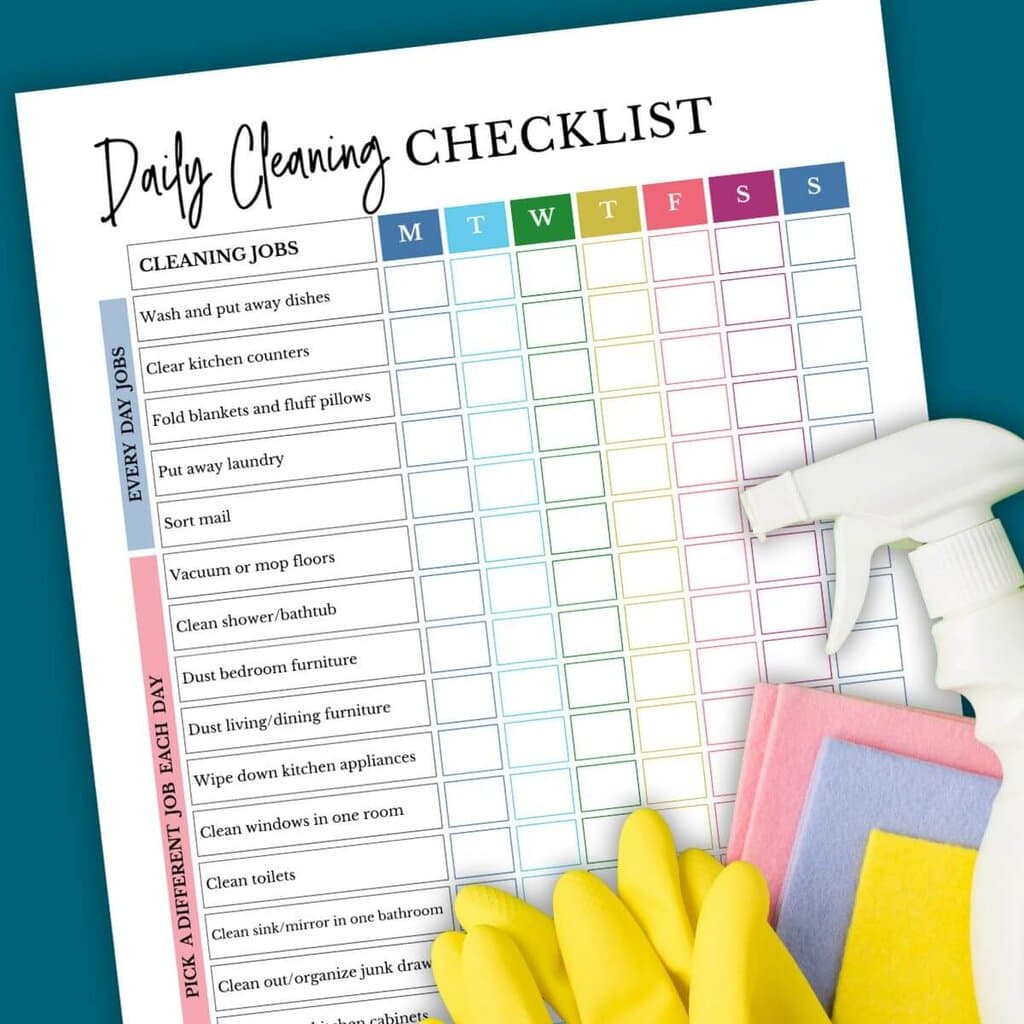 15 minute daily cleaning checklist