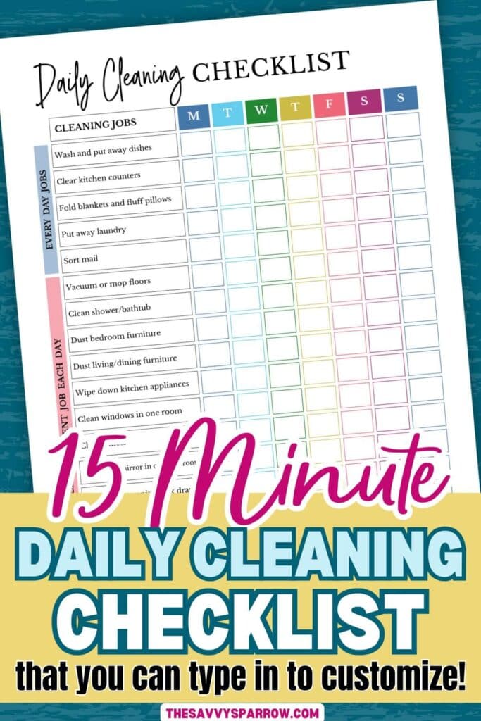 15 minute daily cleaning checklist