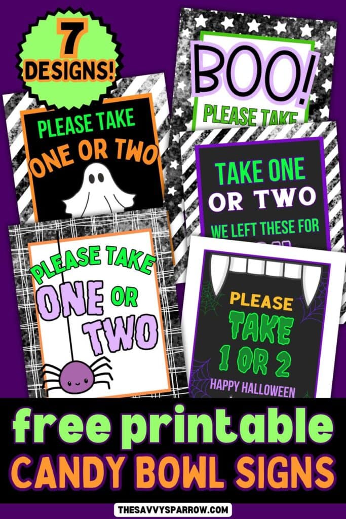 Halloween candy bowl signs that say please take one