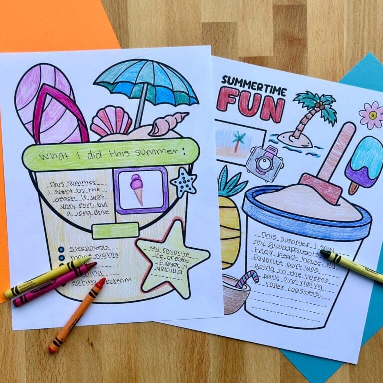 summer coloring worksheets with space to write about my summer