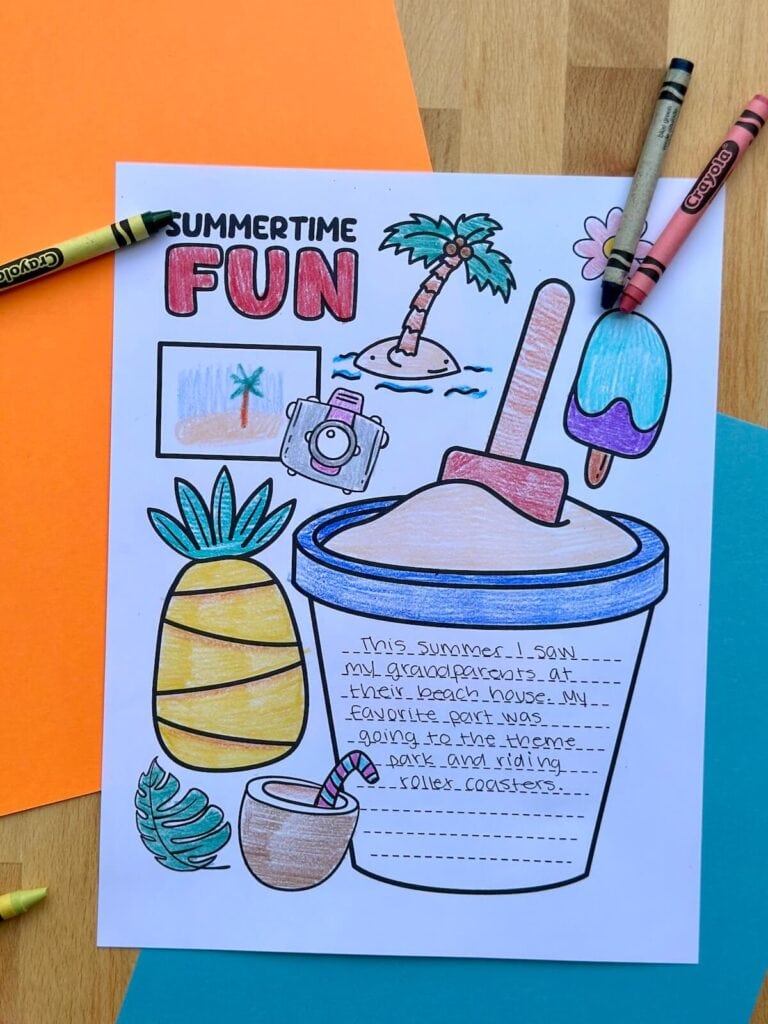 summertime fun coloring worksheet pdf