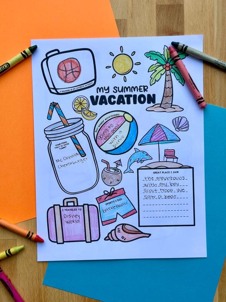 my summer vacation coloring worksheet for kids
