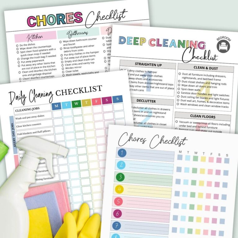 house cleaning checklist and charts to print