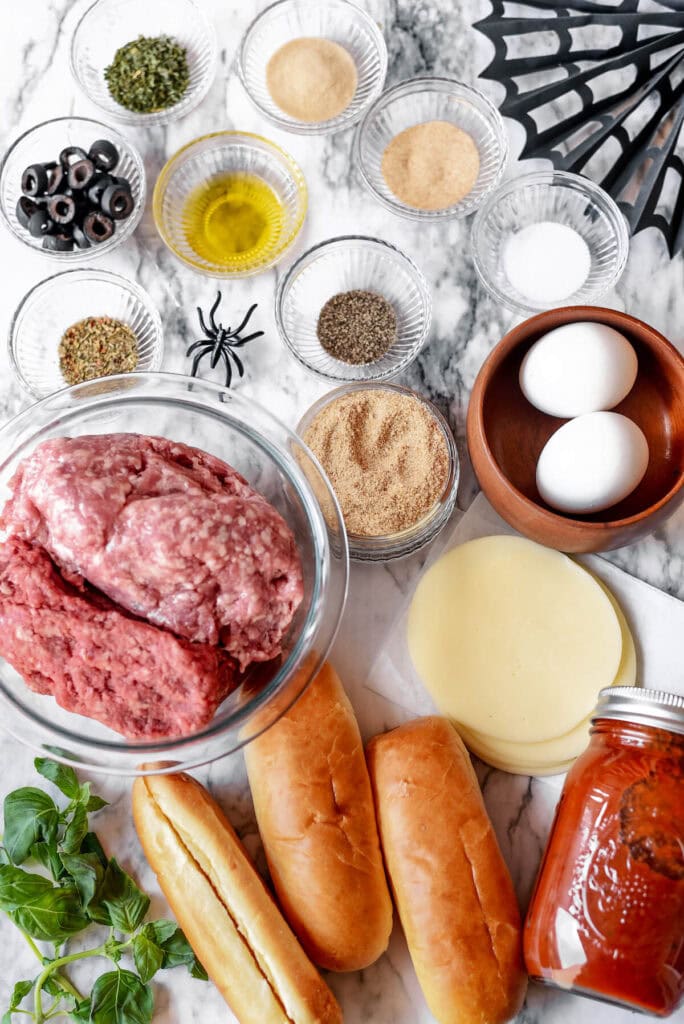 ingredients for meatball eyeball subs