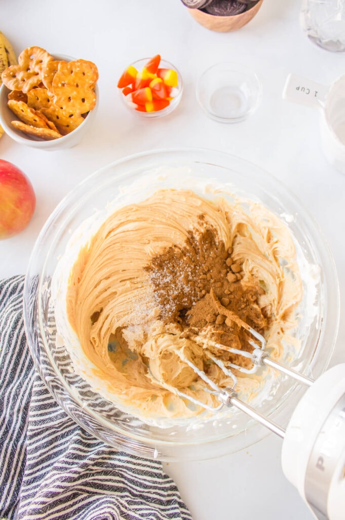 making peanut butter fluff dip