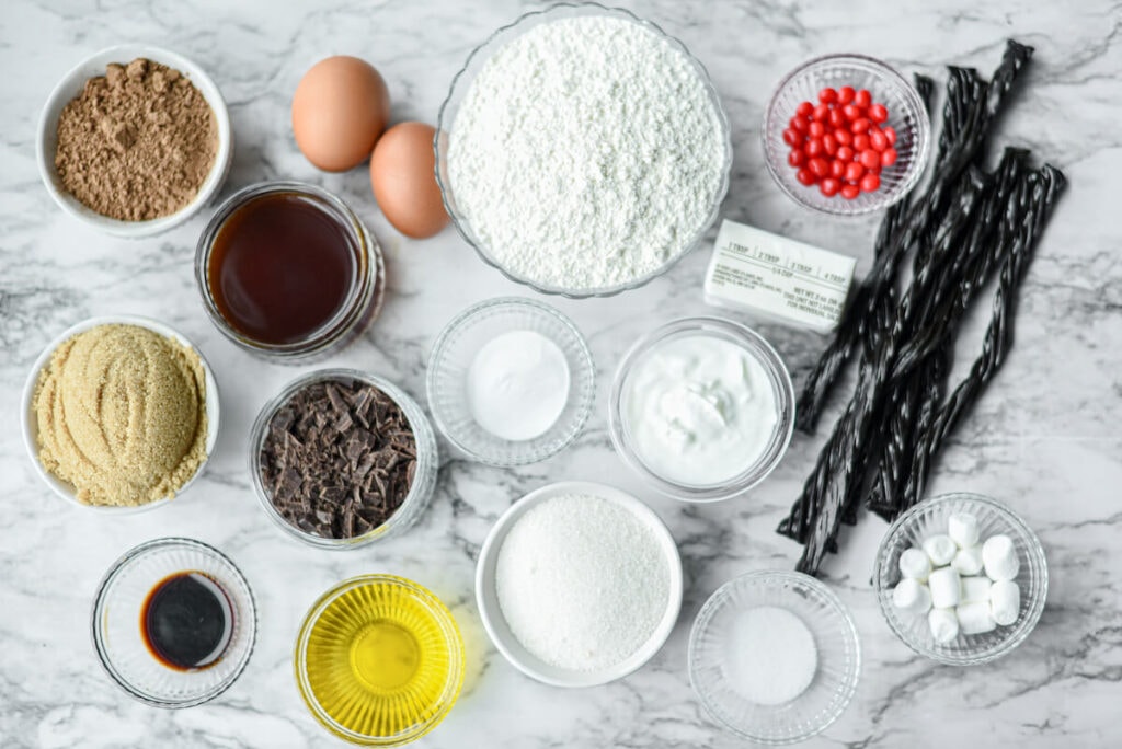 ingredients for a spider bundt cake