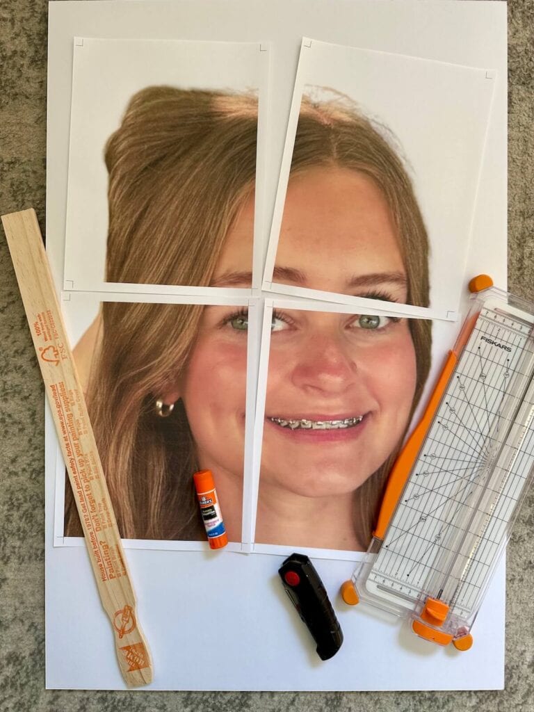 supplies needed to make a big head cutout sign