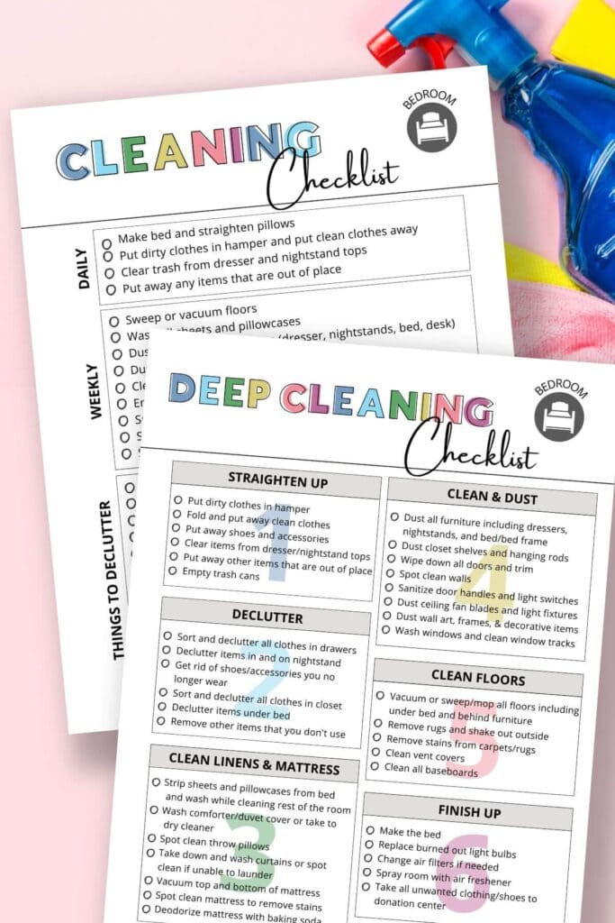 bedroom cleaning checklist