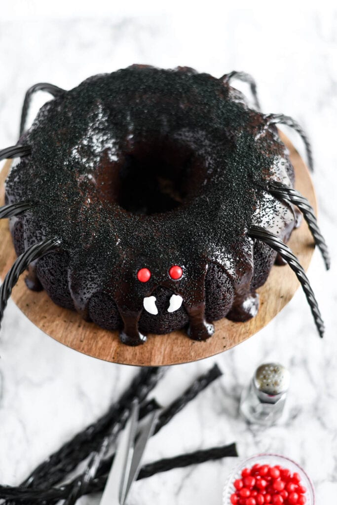 spider bundt cake for Halloween