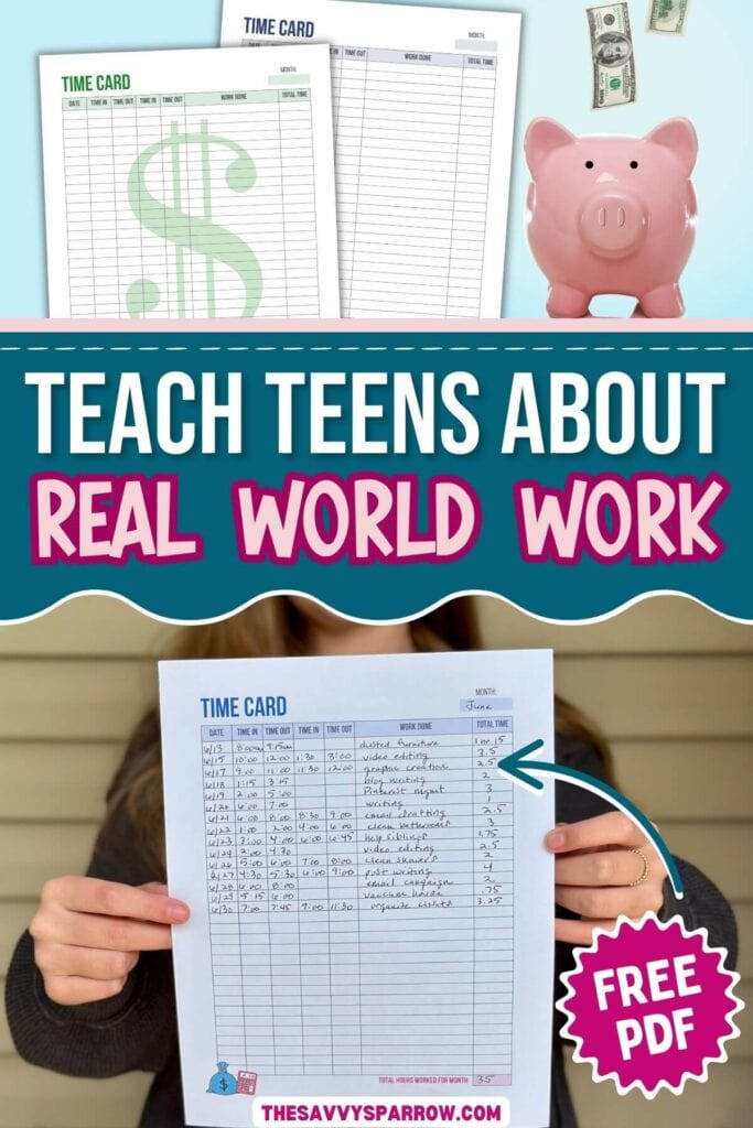 free printable time cards for kids and teens
