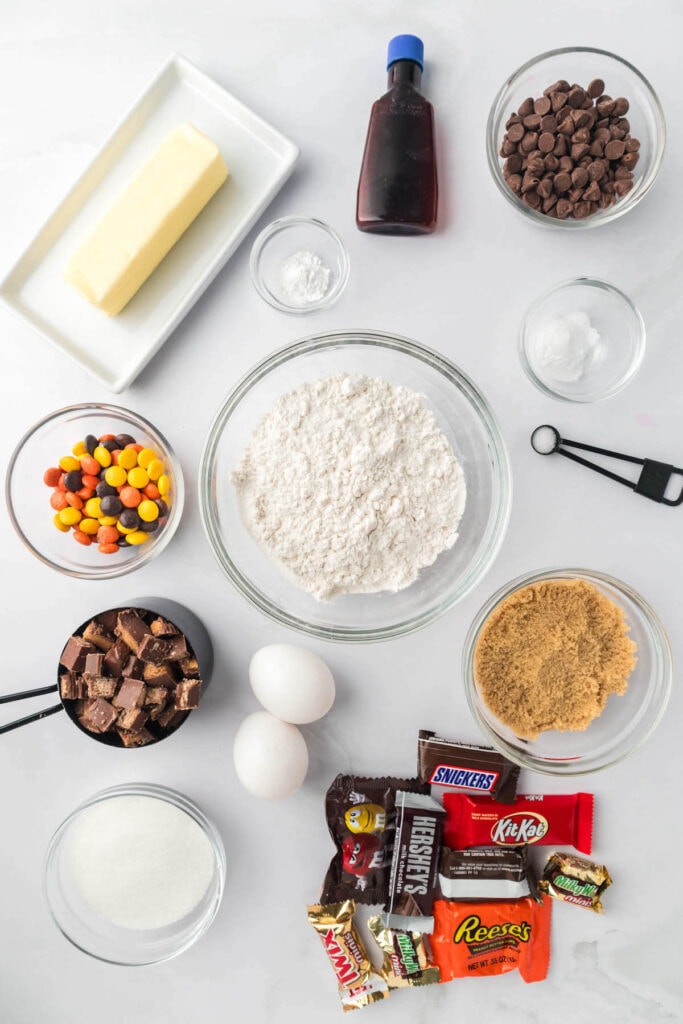 ingredients for candy bar cookies
