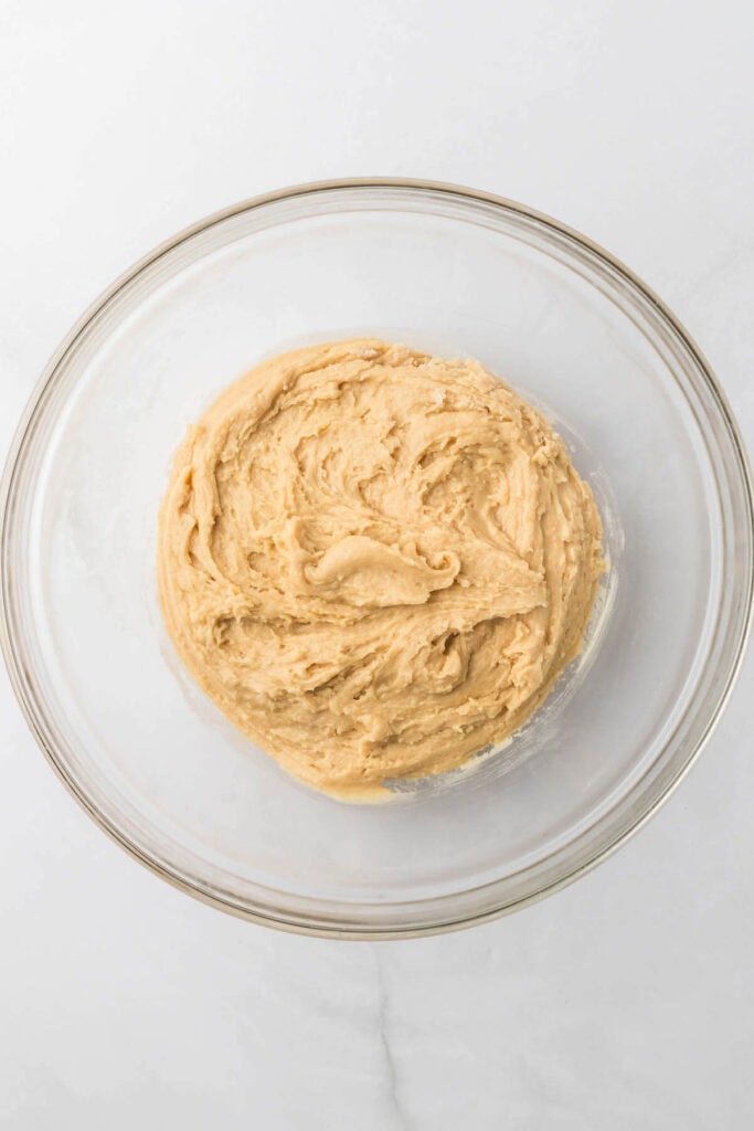 cookie dough in a mixing bowl