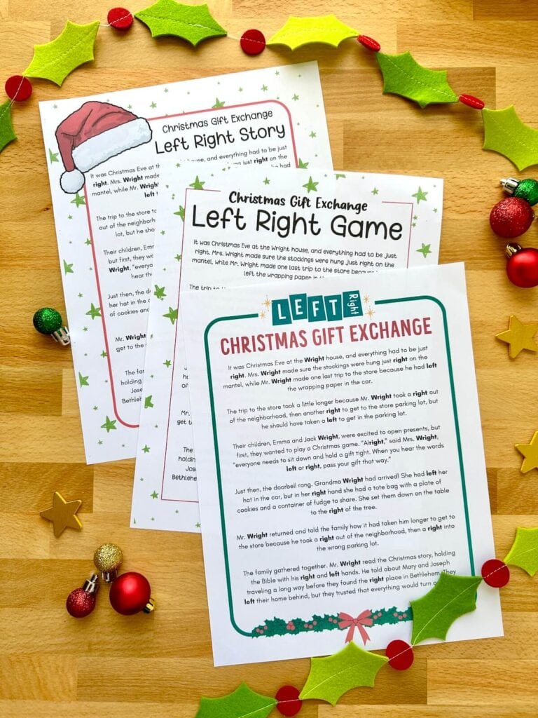 left right Christmas game stories