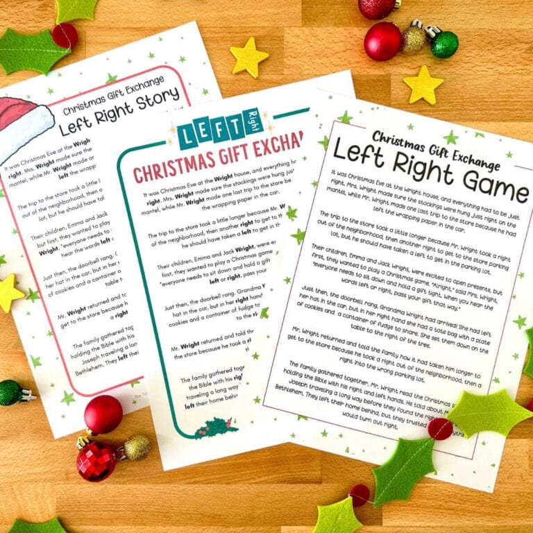 left right Christmas game printable sheets