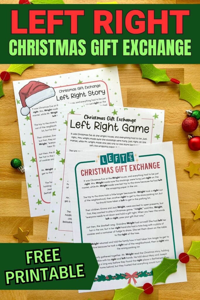 free printable left right Christmas game