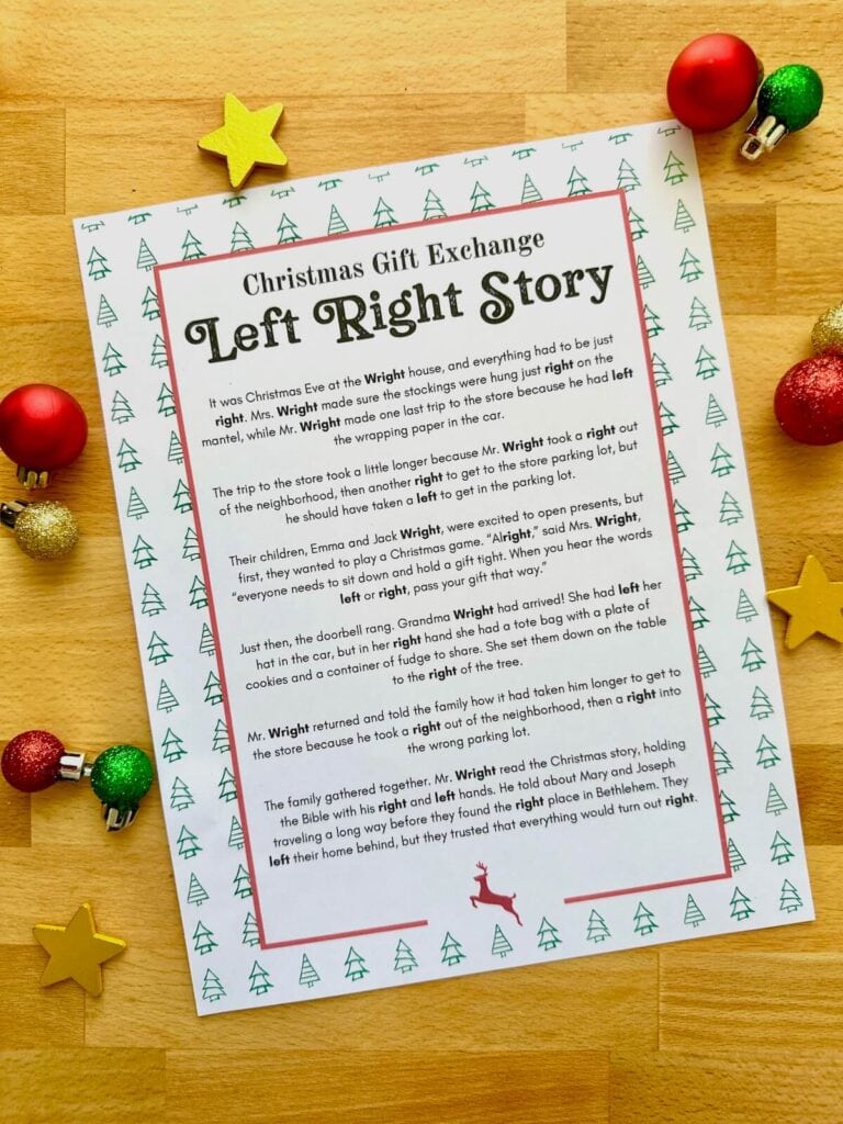 left right Christmas story printable