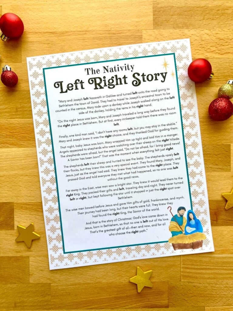 the Nativity Christmas story left right game