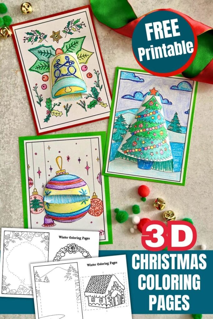 free printable 3D Christmas coloring pages