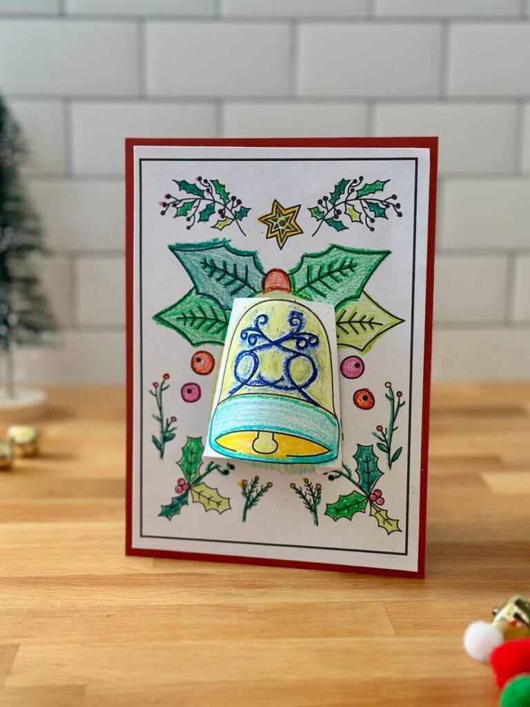 3d Christmas bell coloring craft