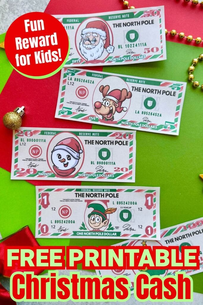 free printable Christmas cash for kids