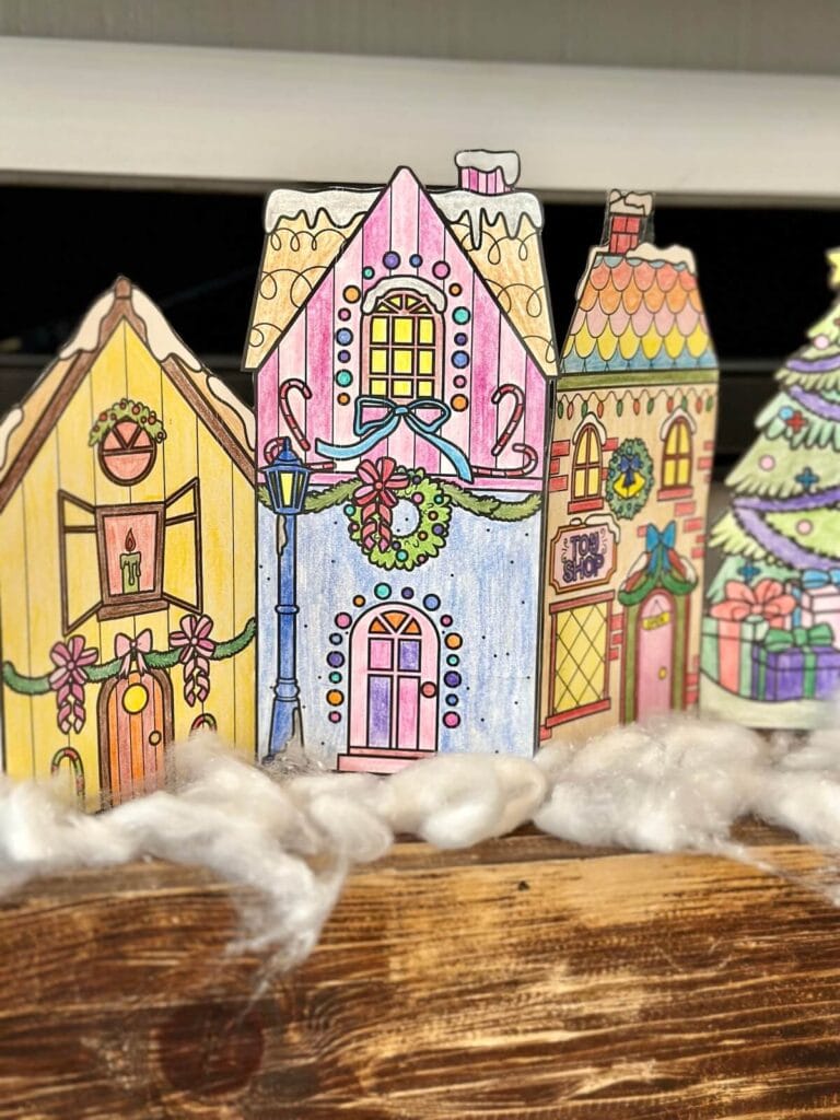 free-printable-christmas-village-coloring-craft-3d-paper-craft for Free Printable Christmas Village Template Free Printable Christmas Village Coloring Craft - 3D Paper Craft! for Free Printable Christmas Village Template