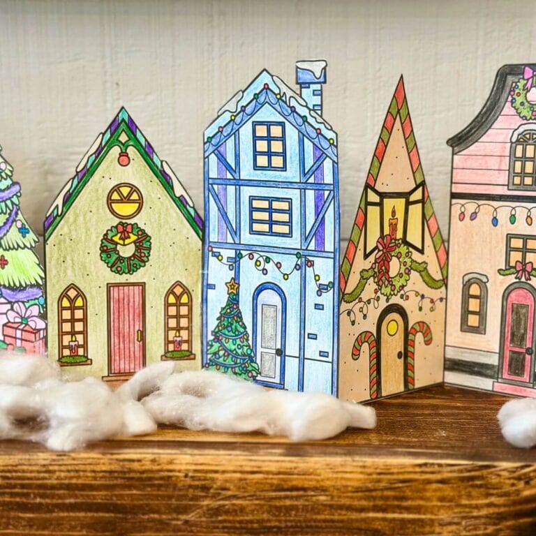 Christmas village coloring crafts