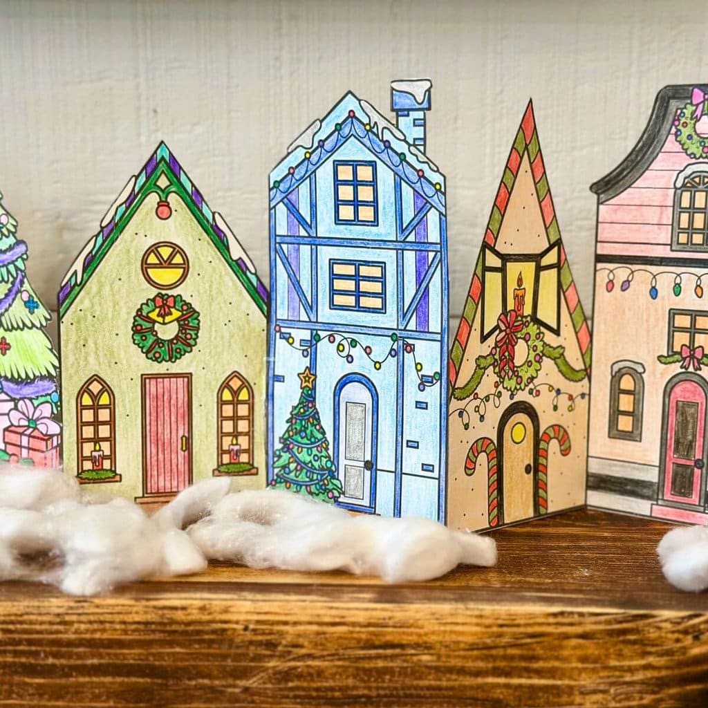Christmas village coloring crafts