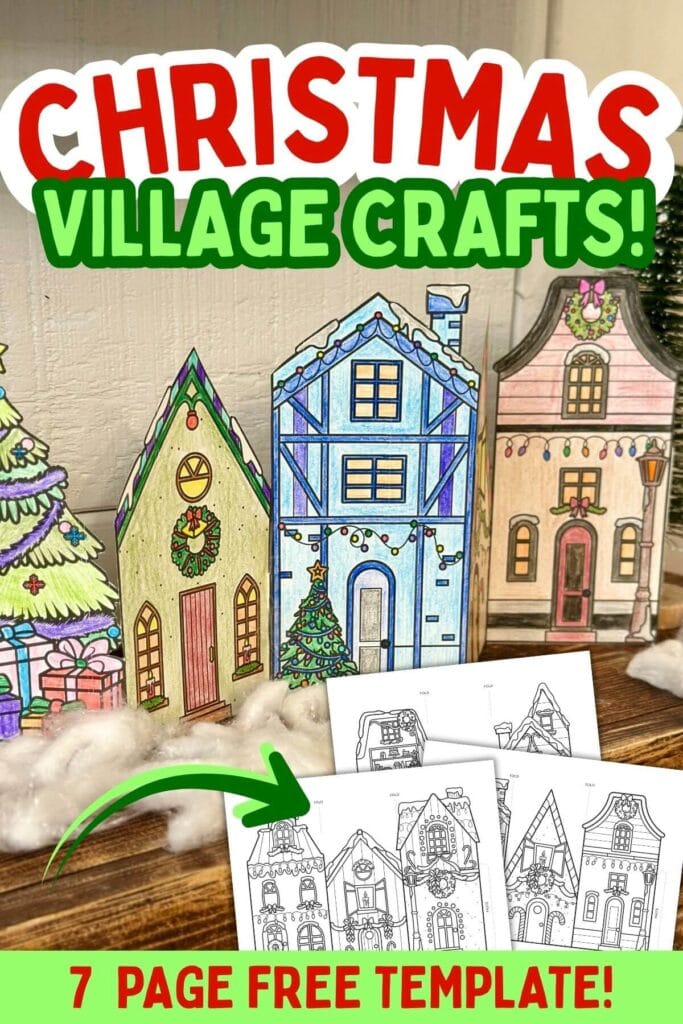 free-printable-christmas-village-coloring-craft-3d-paper-craft for Free Printable Christmas Village Template Free Printable Christmas Village Coloring Craft - 3D Paper Craft! for Free Printable Christmas Village Template