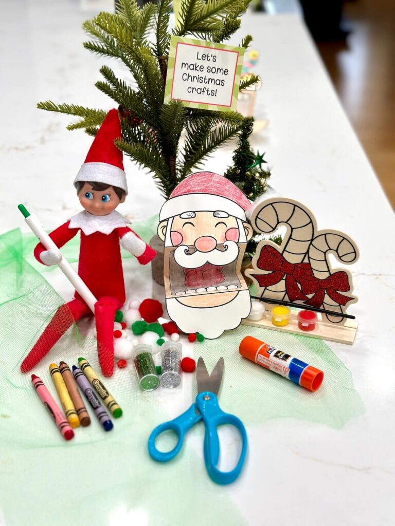 Elf on the Shelf with Christmas crafts