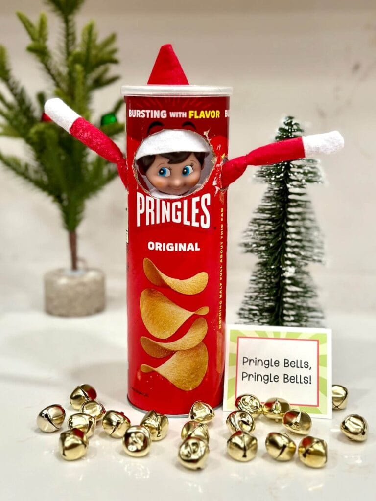 Elf on the Shelf in a pringles can