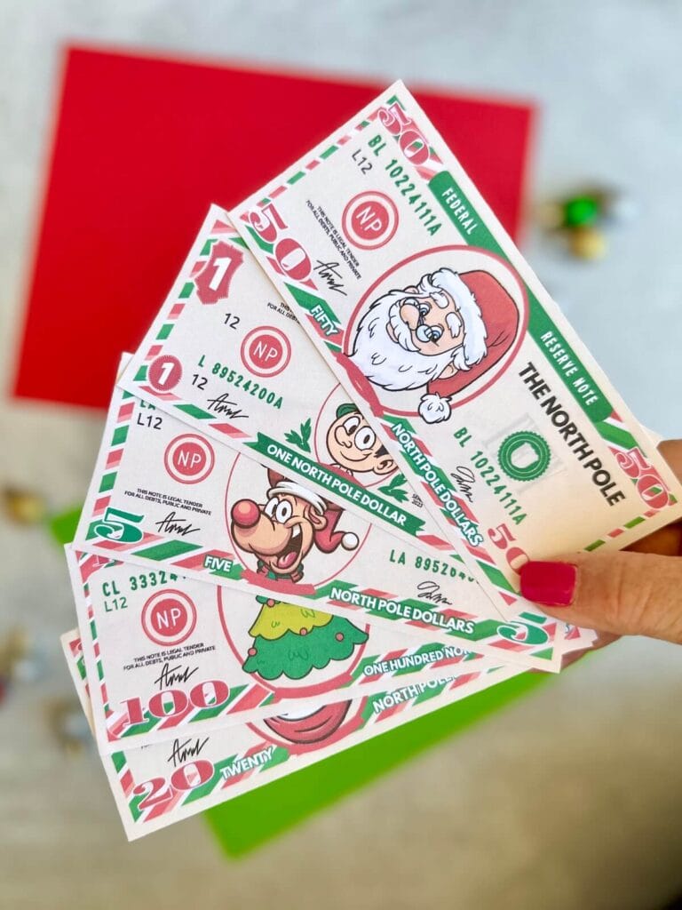 printable North Pole dollars