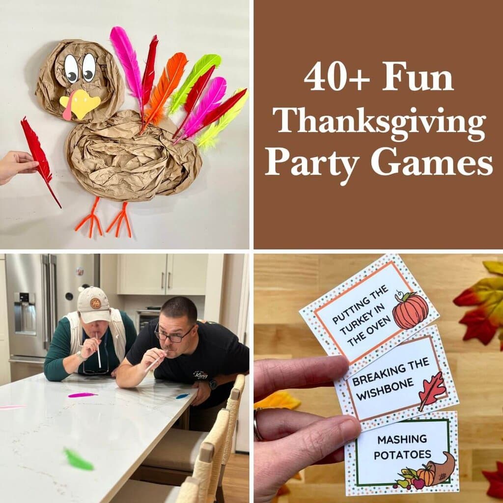 collage of Thanksgiving party games