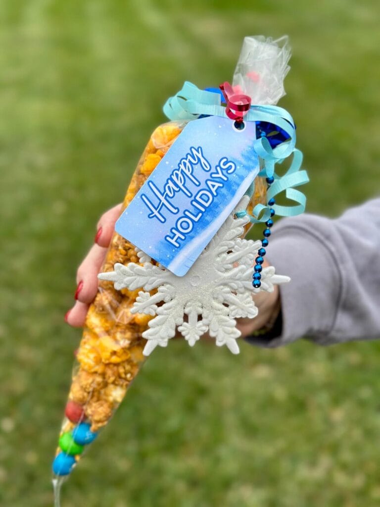 gift tag that says happy holidays