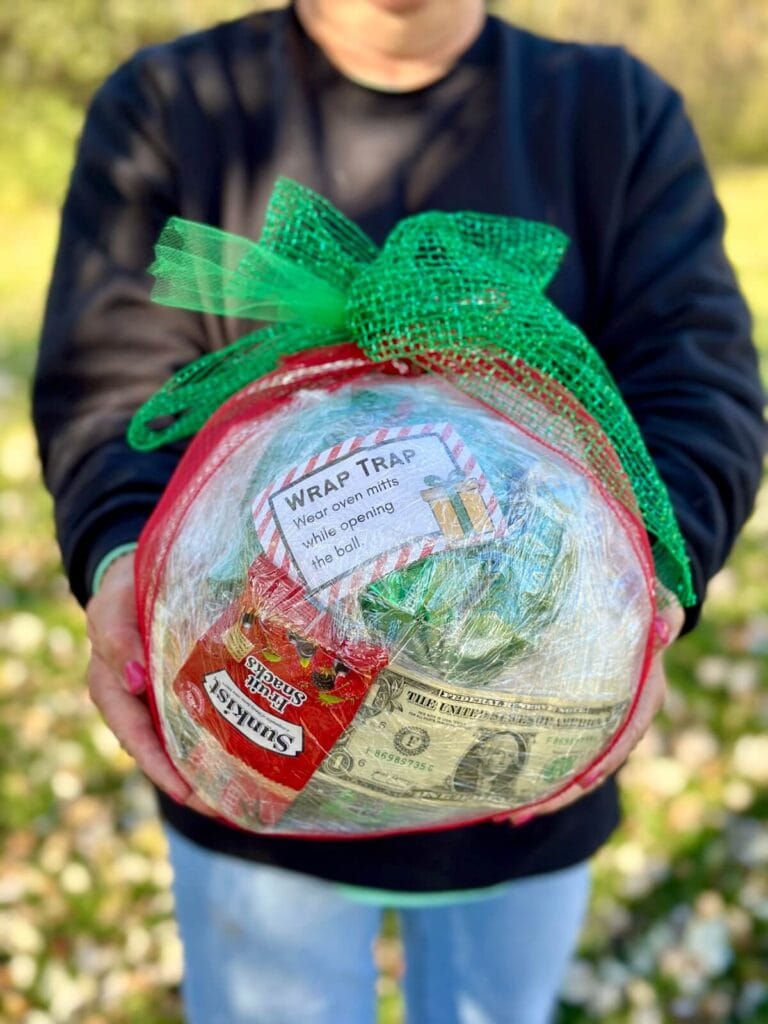 saran wrap ball game filled with prizes