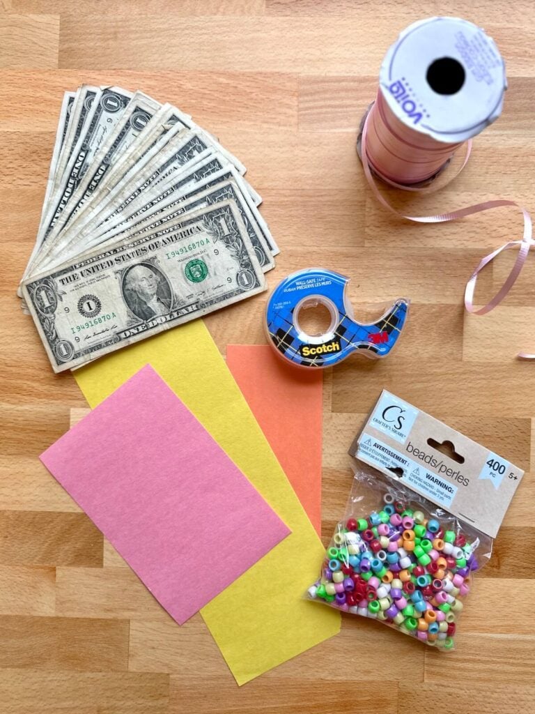 supplies needed to make a flower money lei