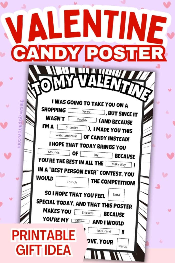 printable Valentine candy poster