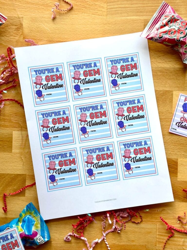 printable Ring Pop valentines