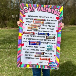 Valentine candy gram poster with candy bars