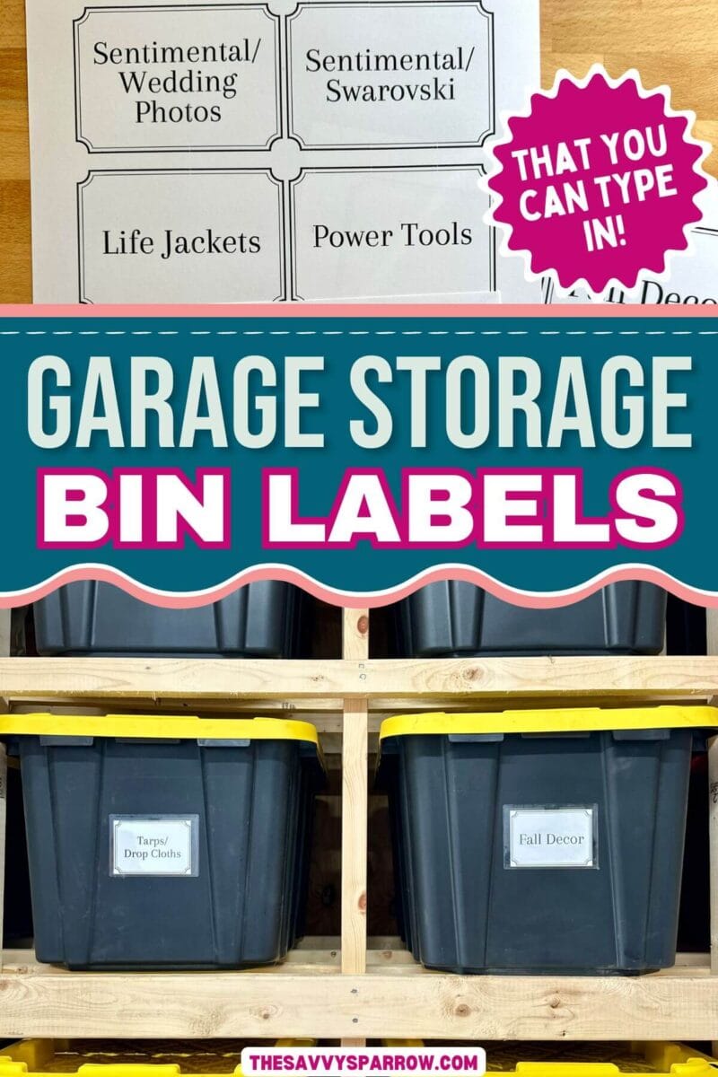 garage storage bins with free printable labels
