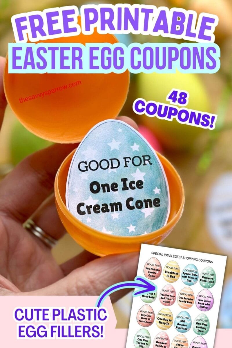 free printable Easter egg coupons to use as plastic egg fillers