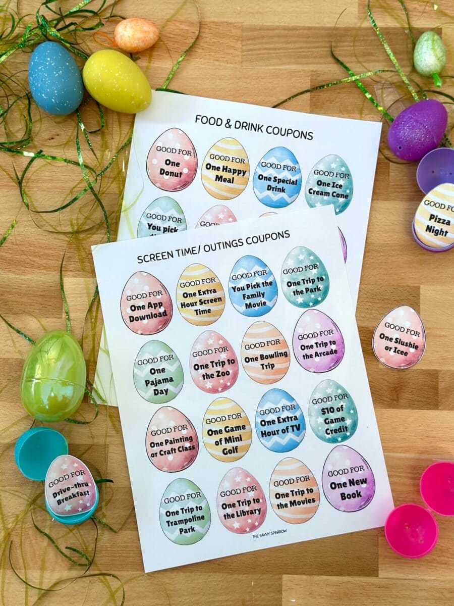 free printable Easter egg coupons