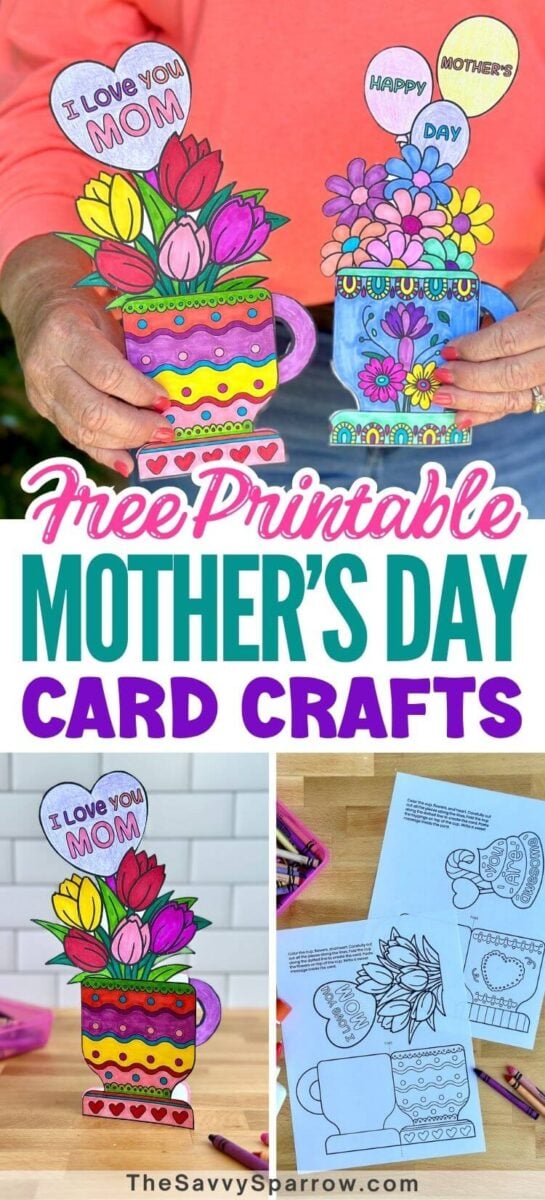 collage of free printable Mother's Day card crafts