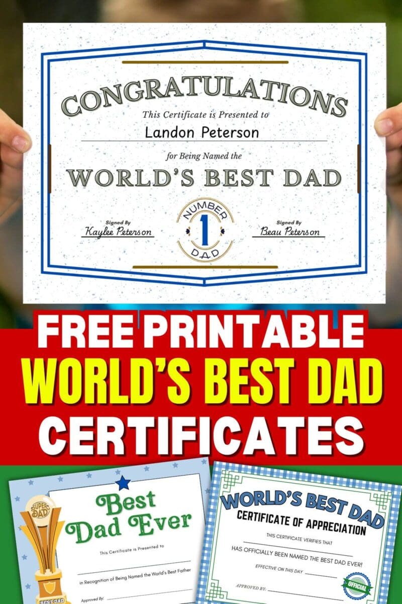 free printable certificates for the Best Dad