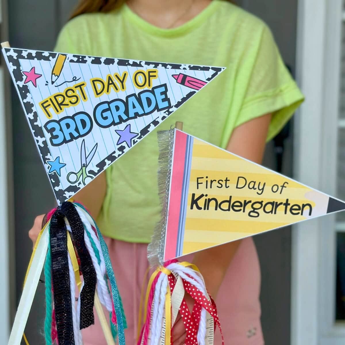 pennant flags with ribbon for the first day of school photos