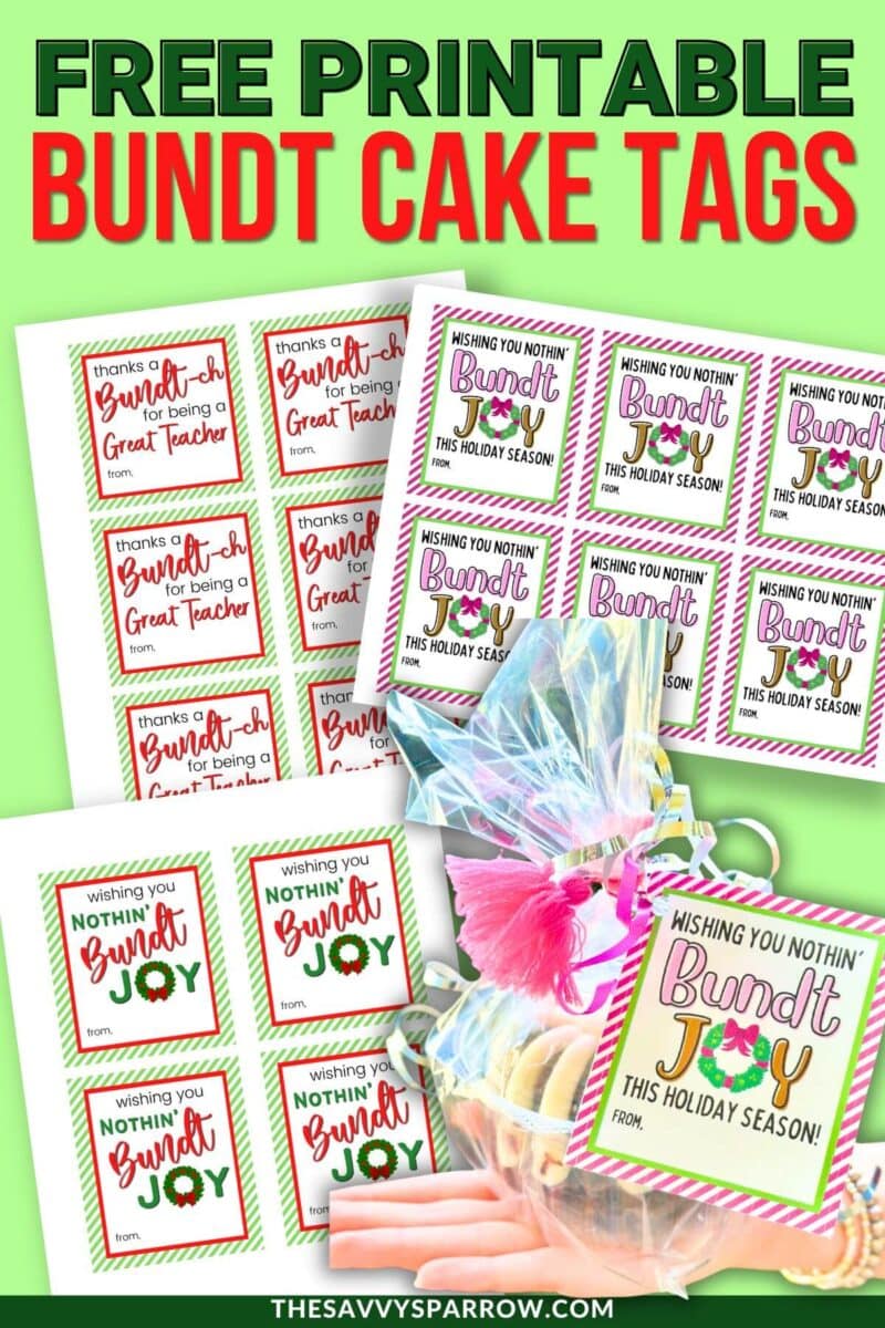 free printable bundt cake Christmas gift tags